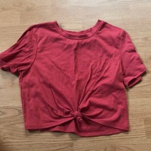 Coral tied crop top